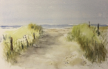 Aquarell Greune Stee auf Borkum, auf 100 g Ingrespapier, 31 x 46 cm