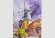 Mühle in Ditzum auf 325 g Hahnemühle, 30 x 40 cm
