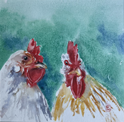 Neues aus dem Hühnerstall auf Hahnemühle 325 g, 40 x 40 cm