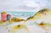 Strandzelte auf Borkum | Aquarell 30 x 40 cm