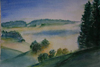 Tal im Nebel | Aquarell 30 x 40 cm
