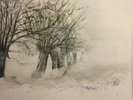 Bäume im Nebel II auf 150 g Ingrespapier, 38 x 48 cm 