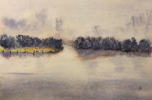 Bäume im Nebel II auf 150 g Ingrespapier, 45 x 56 cm 